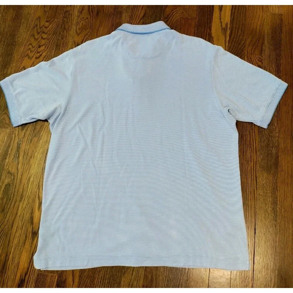 Tommy Bahama Cotton Polo Shirt Mens L Light Blue Golf Beach Preppy Casual Soft